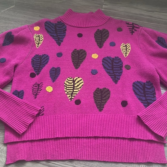Gabby Isabella | pink knit sweater with balloon sleeves and hearts - Picture 2 of 10